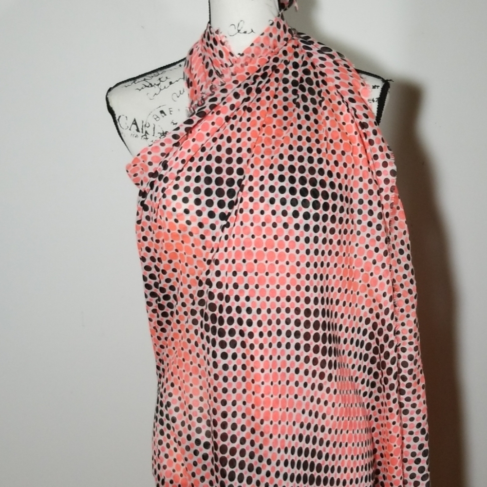 Stephen Madden Pink/Black polka dot Scarf/Wrap - Picture 7 of 12